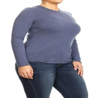 Kolekcija Ženska Plus size Solid Casual dugačak majica s dugim rukavima TOP Tee Made u SAD-u