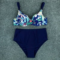 PXIAKGY Tankini kupaći odijela za žene Modne žene Print bikini set Viseni struk kupaći kostimi Push-up