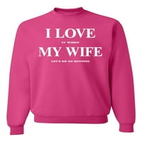 Ljubav moja žena pušta mi da lovim lov unise grafički džemper, Fuschia, velik