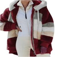 Hoksml kaputi za žene plus veličine zimskog toplih plišanog plišanog zip jakna s kapuljačom