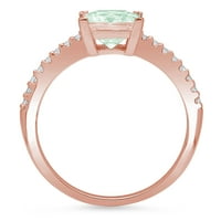 1. CT briljantna princeza Clear Simulirani dijamant 18k Rose Gold Solitaire sa Accentima prsten sz 6.75