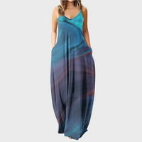 Miayilima ljetne haljine za žene Ženske casual bez rukava plus veličine labavog cvjetnog gradijentnog