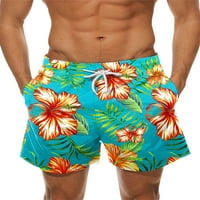 Glookwis Muška srednja struka odjeća za plažu za odmor Mini pantalone zavoj cvjetni print ljetne kratke
