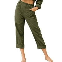 Pejock Ženske joggers hlače visoke strukske pantalone za crteže natkrivene kafe casual solidni džepovi