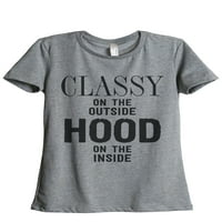 Tenk navojem Classy Hood ženska opuštena posadna majica Tee Heather Grey X-Veliki