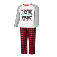 Youweixiong božićne pidžame za obitelj podudaranje PJ-ovih skupova strelica Pismo Ispis dugih rukava za spavanje i pletene hlače