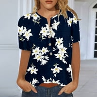Cvjetni bluze za žene ljetne casual cvjetne bluze majice plavo