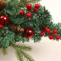 Zimska božićna suza zavezane božićne pine igle venac sa crvenim zvonom xmas stablorni ukrasi za odmor prednjih vrata vijenac vijenac