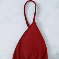 Žene dame bez leđih pune boje bikini kratki siamski kupaći kostimi kupaći kostim crveni l