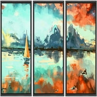 Zid - Uokvirena platna Zidna umjetnost - digitalno slikanje broda u okeanu na zalasku sunca. Rastrska