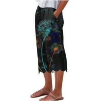 Capri gamaše Žene Ljetni povremeni mramorni printiralice Obrezane hlače Nepravilne široke hlače za noge