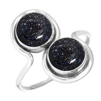 Sterling srebrni prsten za žene - Tinejdžeri Blue Sunstone Gemstone Silver Ring Veličina Kostim srebrne veličine prstena Vjenčani poklon za djevojke prijatelju dragi srebrni nakit