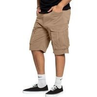 Muški planinarski teretni šorc prevelizirani fit dugme sa zatvaračem Multi-džepovi Elastični struk Šćine kratke hlače Ležerne prilike na otvorenom trčeći kratke hlače Khaki M