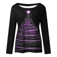 Božićna majica 3D Xmas pulover Duks za žene Djevojke za odrasle dugih rukava Crewneck Christmas Thelth