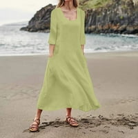 Sksloeg haljine za žene Elegantna solidna ravnica ljetna plaža Boho sandress casual haljina bez rukava