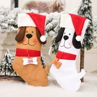 Fubeed Božićne čarape Slatki pas uzorak kosti kostiju velike kapacitetne poklone bobove čarapa za boce