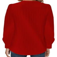 Paille žene vrhovi dugih rukava majica majica dekor majica labav pulover crveni m