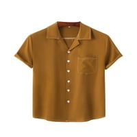 Beiwei Muškarci Regularni gumb za majicu Okrenite košulju za ovratnik Ljetna mens rever vrat Radni tee