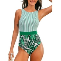 Kostim za kupanje za žene Tummy Control One Monokini Ramper Havajska cvijeća Lack Bezbedna prugasta