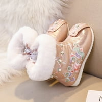 FVWitlyh Gilrs čizme Slatke cipele za djevojčice Veličina Big Kid Girls Cipele Topla pamučne čizme vezene