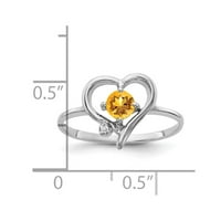 Čvrsti 14K bijeli zlatni citrinski žuti studeni Gemstone Diamond Angažman prsten veličine 5