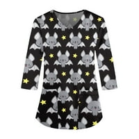 KugliceFHK majice za žene za žene Halloween Print Graphic Teers Bluzes Uniformni kombinezoni pulover