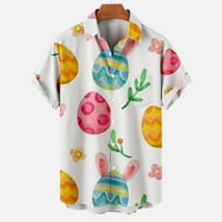 Uskršnje košulje za muškarce Grafički gumb dolje kratki rukav Bunny Gnomes Uskršnja jaja Štampanje sa džepovima Turned Lapel Havajska plaža Ležerne prilike Ležerne prilike Slatki proljetni trendi pulover bijeli s