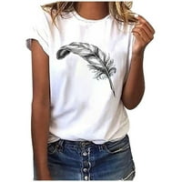 Žene Vrhunska klirenca modna ženska majica kratkih rukava za perje Ispis Casual Top Tee bluza