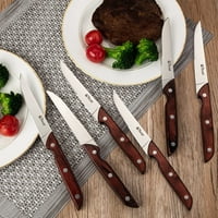 Steak noževi, odresci noževi set od 6, premium nehrđajući čelični set odrezak, super oštar nazubljeni nož za odrezak, poklon kutija