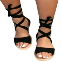 Ženske modne otvorene nožne sandale čipke udružene čvrste boje ravne cipele