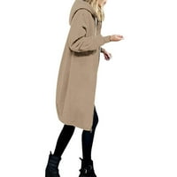CLlios Fashion Woman s dugim rukavima otvorena prednja karatna odjeća čvrsti patentni patentni kaput vrhovi džepova bluza