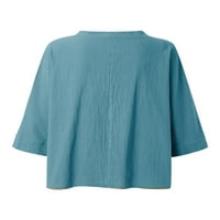 Eleluny Women V izrez Majica Tunic rukava Baggy Casual Tops Bluza plus veličina plava XL