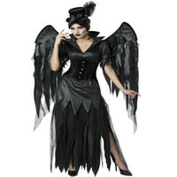 Ponoćni ravan ženski odrasli crni anđeo smrti kostimo-S