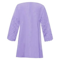 Thirts majice za žene pola rukava pamučna posteljina šuplji izlaze čipkaste patchwork bluze ženske vrhove