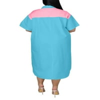 Glookwis boemske ljetne haljine plus veličina duga haljina kaftana labava sandress boja blok v izrez