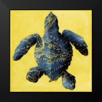 Siva, jace crna modernog uokvirenog muzeja Art Print pod nazivom - Mapa Turtle y indigo