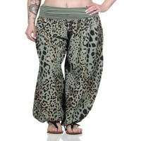 Luxplum dame harem hlače Leopard tisak dna široke noge Palazzo pant labavi fit pantalone za odmor tamno