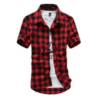 Košulje za muškarce Kratki rukav Brzi suhog casual gumba dolje majice kratki rukav prugasti ljetni vintage plaža majica za odmor crvena 3x-l