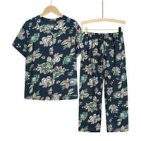 Ženske odjeće za ljetne ženske ljetne obrezane hlače Gumb Cardigan Print casual dva odijela