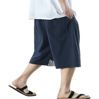 Muške šikske kratke hlače plus veličine opušteno uklapanje ispod koljena Capri hlače pamučne platnene