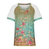Bluze sksloeeeeee za žene Dressy Casual Plus veličine Mrežni vintage cvijet vrhovi puff kratkih rukava