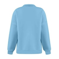 Tking modni dugim rukavima za žene V izrez čvrste vrhove casual pulover džepne košulje bluze Bluse Blue
