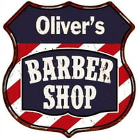 Oliver's Barber Shop Sign Shield Metal Gift HASE poklon 211110020322