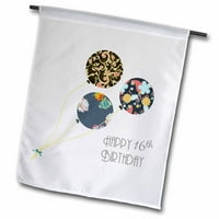 3Droza Sretni 16. rođendan - moderni stilski cvjetni baloni. Elegantna crna smeđa plava godina stara