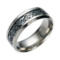 Keusn Titanium čelični zmajski prsten sa srebrnim zlatnim zmajnim prstenom od nehrđajućeg čelika W
