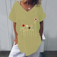 Blazyrey bluza za žene modni ženski tisak kratkih rukava labav s majicom za okrugli vrat Top bluza beige
