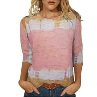 Asdoklhq Juniors plus vrhove i majice, ženska tiskana majica Srednja rukava rukava bluza okrugla vrat