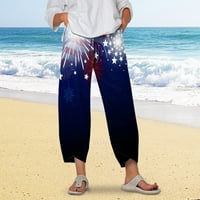 Eczipvz gaćice za žene ženske ležerne prugaste hlače visoke struke široke noge labave pantalone sa džepom