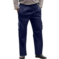Voncos muški teretni hlače - opušteno fitnes fitness pamuk lagane ležerne pantalone pantalone tamno