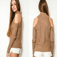 Ženski džemper za skakač s visokim ovratnikom, džemper bez naramenice, džemper s jednom veličinom Khaki